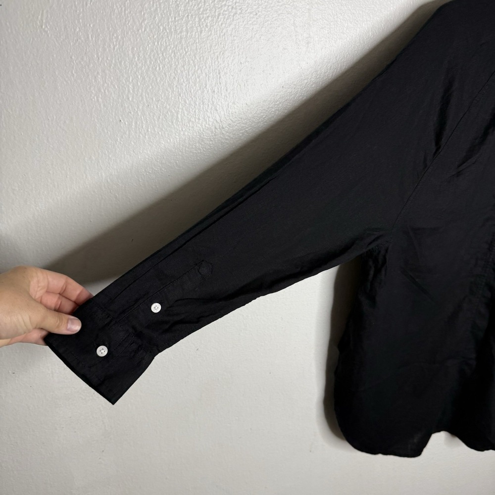 Aerie Black Linen Blend Button Up Minimalist Shirt Long Sleeve Womens XS - Picture 7 of 11
